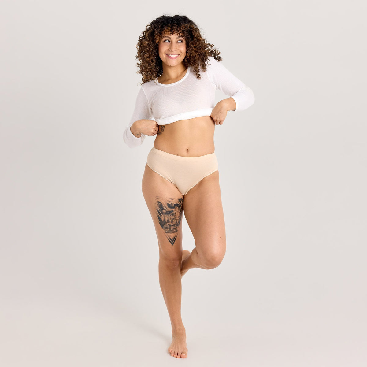 MIDI naisten alushousut puuvilla, beige